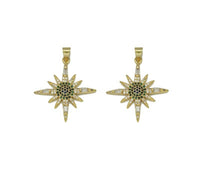 Gold Green CZ North Star Charm, Sku#LK661