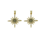 Gold Green CZ North Star Charm, Sku#LK661