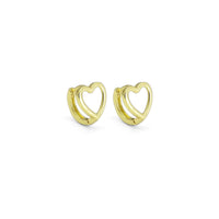 CZ Gold Heart Huggie Earrings, Sku#LK902