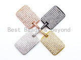 CZ Micro Pave Rectangle Pendant/Charm, Cubic Zirconia Pendant, Pave Dog Tag, 18x26mm, sku#F478