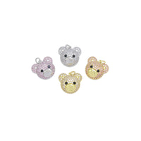 Clear Pink CZ Bear Head Shape Charm, Sku#A154