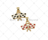 Colorful Enamel Flag Shape Pendant,18K Gold Filled CZ Micro pave Charm, Necklace Bracelet Charm Pendant, Sku#LK568