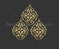 Gold Filled Filigree Flower Shape Pendant, 14K Gold Filled Picture Frame Charm, Necklace Bracelet Charm Pendant, 26x33mm, Sku#ZX21