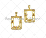 CZ Micro Pave Double Picture Frame Shape Pendant/Charm,18K Dainty Gold Charm, Necklace Bracelet Charm Pendant,18x24mm,Sku#LK240