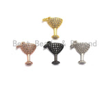 Clear CZ Micro Pave Goblet Pendant, Wine Cup Charm, Cup Pave Pendant, Gold/Silver/Rose Gold/Black plated, 9x14mm, Sku#X109