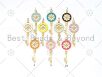 Enamel Colorful Filigree Key Shape Pendant, Gold Filled Enamel Charm,Enamel Jewelry Findings, 17x43mm,Sku#F1418