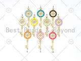 Enamel Colorful Filigree Key Shape Pendant, Gold Filled Enamel Charm,Enamel Jewelry Findings, 17x43mm,Sku#F1418