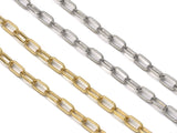 Gold Silver Paperclip chain with rectangle edge, sku#LS08