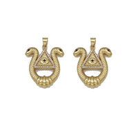 Gold CZ Snake With Triangle Evil Eye Charm, Sku#LK731