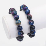 Galaxy Tiger Eye Round Faceted Stretchy Bracelet, Sku#EF440