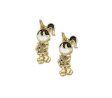 Gold Colorful CZ Enamel Girl Charm, Sku#Y737