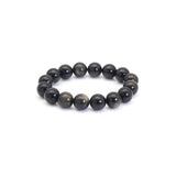 Genuine Golden Obsidian Round Smooth Stretchy Bracelet, 8mm/10mm/12mm, Sku#EF365