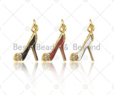 Enamel Colorful High Heel Shoes Shape Pendant,CZ Micro Pave Enamel Charm,Enamel Jewelry,15x18mm,Sku#LK274