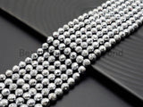 Natural Silver Hematite Beads-2mm/3mm/4mm/6mm/8mm/10mm/12mm Round Faceted Gemstone Beads-15inch Fullstrand-Metallic silver Beads, SKU#S118