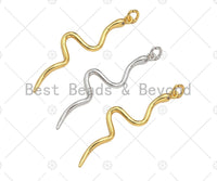 Dianty Snake Shape Pendant/Charm, Bracelet Necklace Cubic Snake Pendant Charm, Silver/Gold Tone,10x40mm,Sku#Z1256