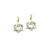 CZ Silver Heart Gold Triangle Charm, Sku#LX307