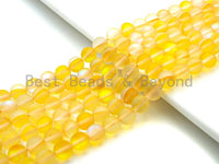 NEW COLOR!!! Spectrolite Yellow Quartz Matte, High Quality in Round 6mm/8mm/10mm/12mm, Aura Yellow Crystal, 15.5inch strand, SKU#U825