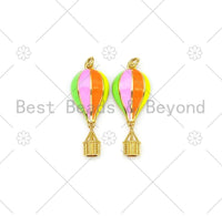 Colorful Enamel Hot Air Balloon Shape Pendant,18K Gold Filled Enamel Charm,Enamel Jewelry,14x34mm,Sku#L621