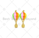 Colorful Enamel Hot Air Balloon Shape Pendant,18K Gold Filled Enamel Charm,Enamel Jewelry,14x34mm,Sku#L621