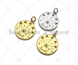 CZ Micro Pave Luck North Star Coin Pendant/Charm,Sku#L405