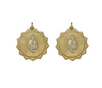 Gold CZ Snake Round Medallion Charm, Sku#CP40