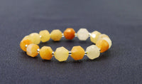 Double Point Yellow Jade Stretchy Bracelet, Sku#EF106