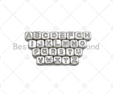 6mm Silver Alphabet CZ Micro Pave Large Hole Spacer Beads, Cubic Zirconia Cube Letter Beads, Initial Letter Beads, sku#JL42