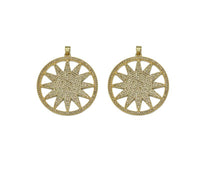 Gold CZ North Star Coin Charm, Sku#LK677