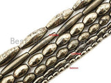 Quality Natural Facted Pyrite Tube Long Oval Beads, Pyrite smooth Long oval barrel beads 7x30mm/4x6mm/5x12mm, 15.5" Full Strand, SKU#W18