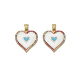 Gold Colorful CZ Enamel Blue Heart Charm, Sku#LK719