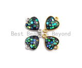 Natural Abalone Shell Heart Shape Connector with Gold/Silver Plated Edging, Abalone Shell Earrings/Bracelets/Necklace, 10x14mm,SKU#Z274