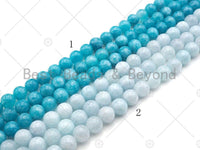 Natrual Apatite/Pale Blue Jade, 6mm/8mm/10mm Round Smooth Jade, Dyed Jade, 15.5'' Full Strand, Sku#U1001