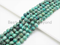 Quality Natural Green African Turquoise Round Smooth Beads, 6mm/8mm beads Finish, Green Gemstone Beads, 15.5inch strand, SKU#U391