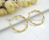 Gold Twisted Large Hoop Earrings, Sku#J300