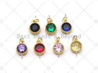 Colorful Big CZ Micro Pave Round Shape Pendant,18K Gold Filled Coin Charm, Necklace Bracelet Charm, Sku#LK527