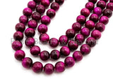 High Quality Natural Fuchsia Tiger Eye Round  Beads,4mm/6mm/8mm/10mm/12mm/14mm Round, Fuchsia Tiger Eye, 15.5'' Full strand, SKU#U65