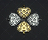 CZ Micro Pave North Star On SIlver Heart Shape Pendant, SKU#F1246