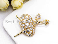 CZ Micro Pave Ballerina Dancer Brooch/ Pin/Penant, Sku#P42