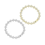 Clear CZ Flower Link Gold Silver Adjustable Bracelet, Sku#A228