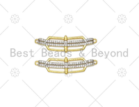 CZ Micro Pave Bow and Arrow Shape Connector, 18K Gold Filled Bow and Arrow Charm, Necklace Bracelet Charm Pendant, 44x12mm, Sku#L619