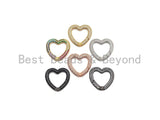 NEW STYLE!!! Fully CZ Micro Pave Heart Carabiner Clasp with Easy Open Spring, Heart Spring Snap Clasp, 26x28mm, sku#H259