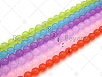 Quality Natural Lime/Blue/Purple/Pink/Orange Round Smooth Beads, 6mm/8mm/10mm/12mm Jade Beads, 15.5'' Full Strand, Sku#U1173