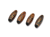 Natural Tibetan Agate Long Oval Shape Beads, Black Brown Dzi beads, Barrel Agate Beads, 10x30mm, sku#U564