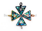 CZ Micro Pave Triangular Pendant with Abalone Pearl Shell, Cubic Zirconia Pendant,14x15mm, Sku#F467