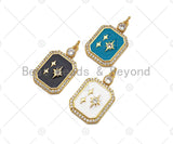 Gold Filled CZ Micro Pave North Star On Colorful Enamel Rectangle Shape Pendant,18K Gold Filled Enamel Charm,17x28mm,Sku#LK360