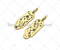 CZ Micro Pave Constellation Pattern On Shield Shape Pendant/Charm, 18K Gold Filled Charm, Necklace Bracelet Charm Pendant,9x31mm,Sku#Z1380