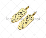 CZ Micro Pave Constellation Pattern On Shield Shape Pendant/Charm, 18K Gold Filled Charm, Necklace Bracelet Charm Pendant,9x31mm,Sku#Z1380