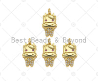 Gold Filled CZ Micro Pave Cute Cows Shape Pendant, 18K Gold Filled Cow Charm, Necklace Bracelet Charm Pendant, 9x15mm, Sku#Y452