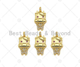 Gold Filled CZ Micro Pave Cute Cows Shape Pendant, 18K Gold Filled Cow Charm, Necklace Bracelet Charm Pendant, 9x15mm, Sku#Y452