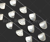 High Quality Fan Shaped White Mother of Pearl Beads, 18x18mm/24x24mm Genuine White Shell, MOP Shell,15'' Full Strand,SKU#T157